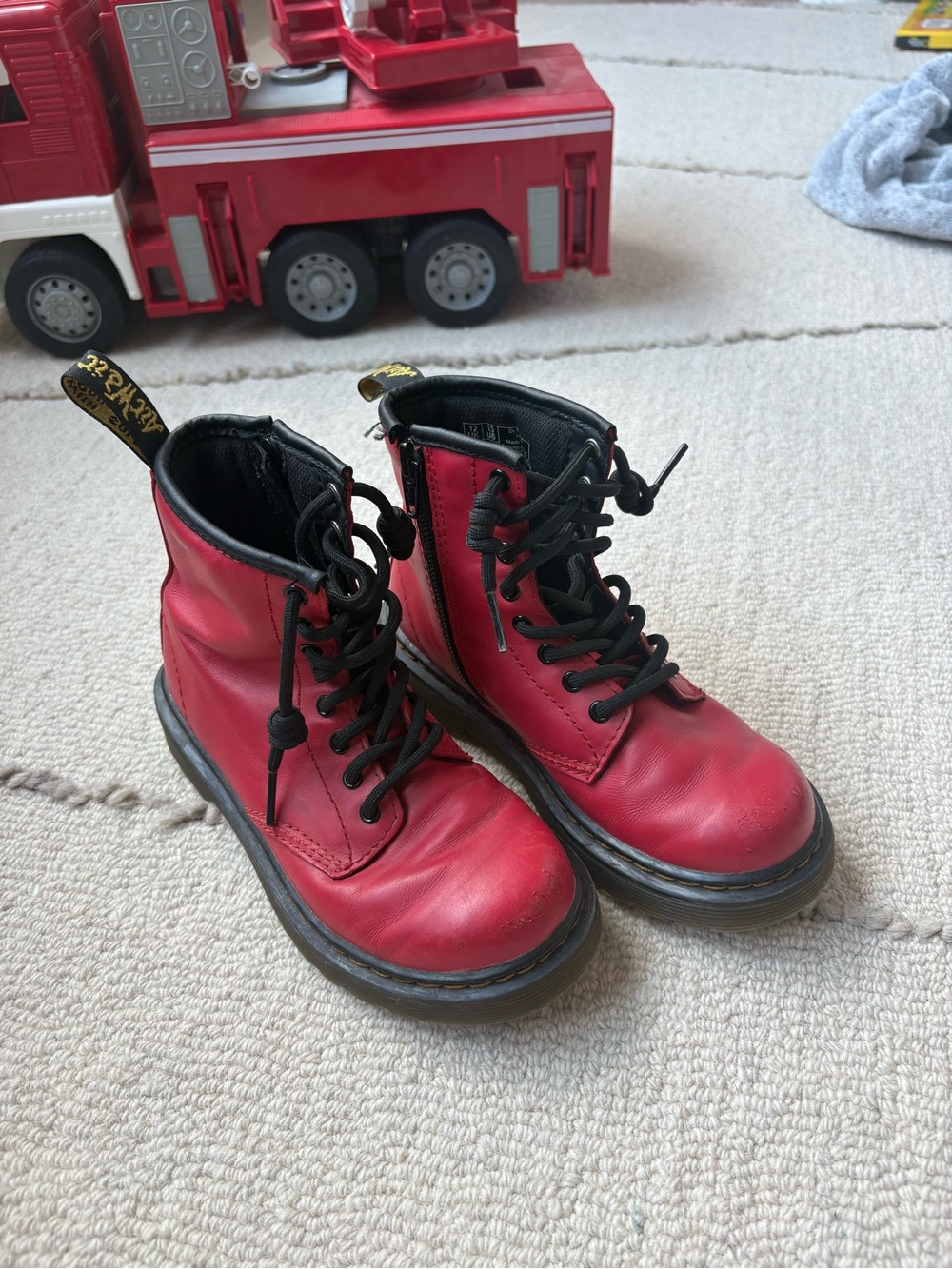 Dr. Martens | Kids' Red Leather Lace-Up Boots